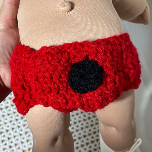 Handmade Ladybug Baby Crochet Set Hat Diaper Cover Red Black Pics Halloween Gift - Picture 10 of 16